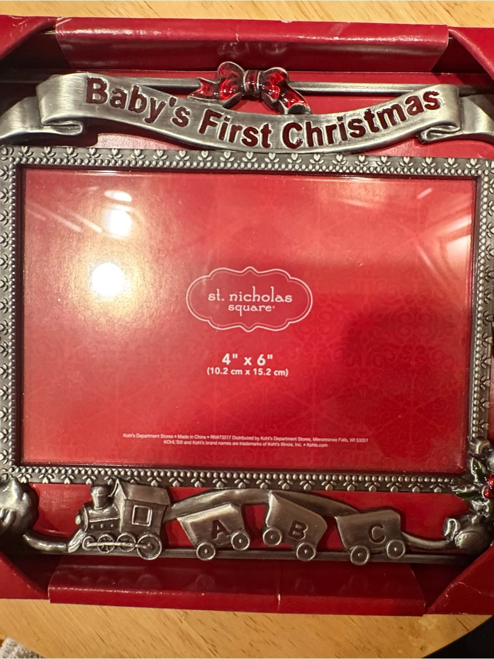 st. nicholas square Baby's First Christmas Silver Photo Frame -NEW in box!